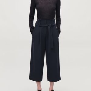 COS Belted Paper Bag Culotte in Navy
